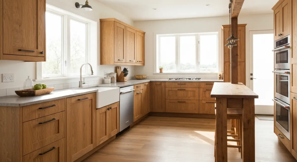 Covering cuisine finition bois naturel